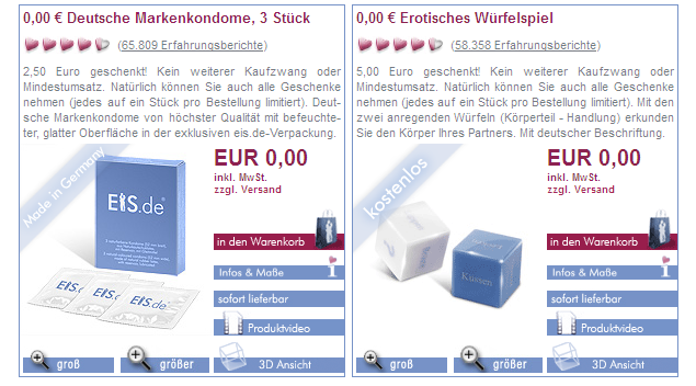 Eis.de viele Gratisartikel bestellen