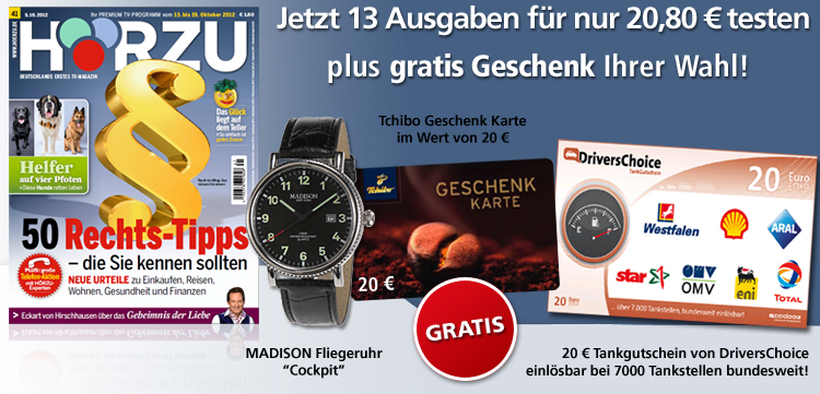 Zeitschriften kostenlos - Hörzu fast gratis durch Abo Prämie