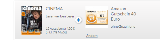 Zeitschriften kostenlos - Cinema fast gratis durch Abo Prämie