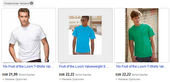 T-Shirts von Fruit of the Loom Schnäppchen bei ebay