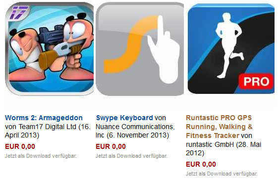 Kostenlose Apps bei Amazon