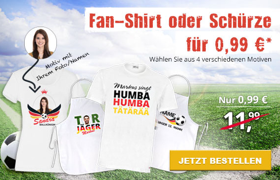 Fanshirt und Fanschürze zum Schnäppchenpreis