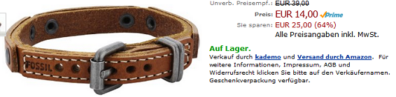 Fossilarmband stark reduziert