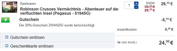 Robinson Crusoe billig durch Thalia Gutschein