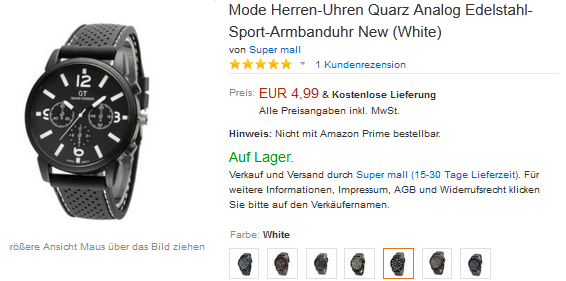 Armbanduhr billig und Gadget bei amazon