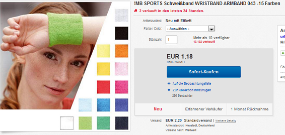 MBSPORTS Schweissband Wristband billig