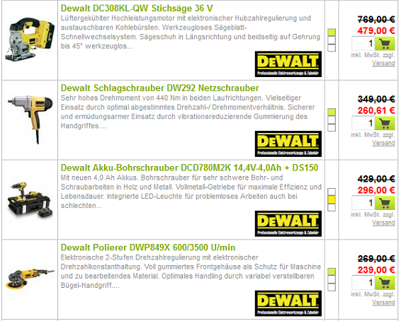 Preissturz bei Dewalt