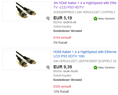 HMDI Kabel billig bei ebay