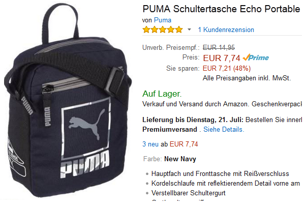 PUMA Schultertasche Echo Portable