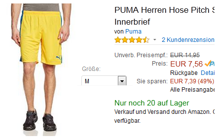 PUMA Pitch: kurze Hose sehr günstig