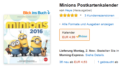 Postkartenkalender mit den Minions