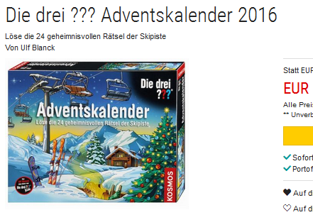Adventskalender von drei Fragezeichen verschenken