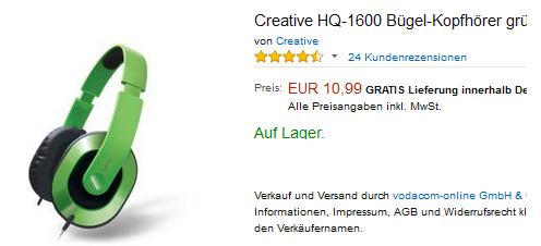 Creative HQ-1600 cooler grüner Kopfhörer