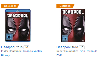 Deadpool auf Blu-ray & DVD günstig bei Amazon bestellen