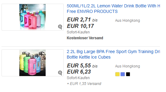 Wasserflasche für Sport & Training, 2,2 Liter, billig bei ebay