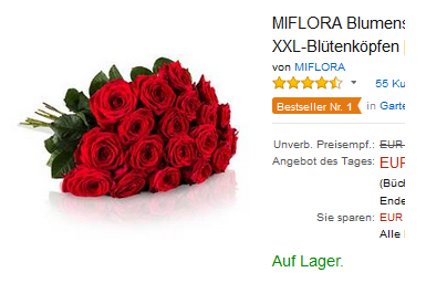 20 rote Rosen billig bei Amazon bestellen