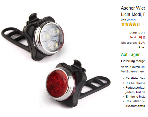 wiederaufladbare LED Fahrradlampen von Ascher