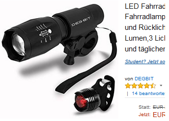 LED-Fahrradset von DEGBIT nur 13,99 Euro