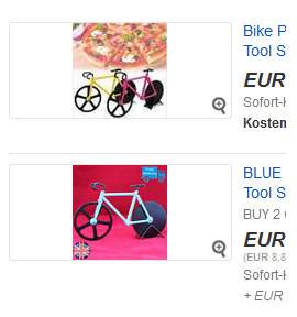 Pizzaschneider, Rollmesser als Fahrrad - Geschenkidee bei ebay