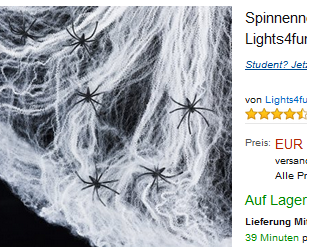 Spinnennetz: Deko für Halloween & Partys nur 7,99 Euro
