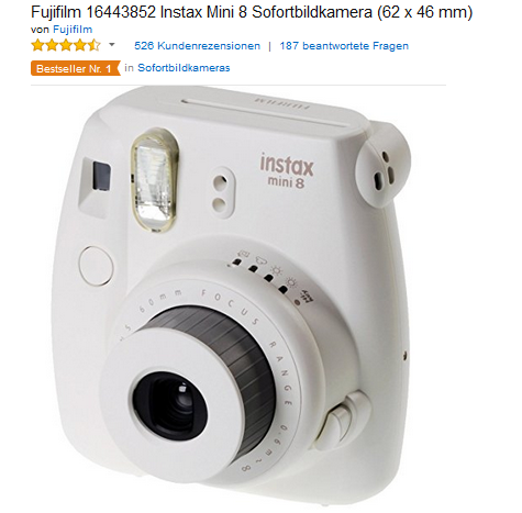 Instax Mini 8 von Fujifilm Sofortbildkamera billig, versandkostenfrei