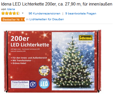 LED-Lichterkette mit 200 Kerzen von Idena