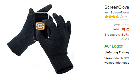 ScreenGloves Touchscreen-Handschuhe für Smartphone bei Amazon