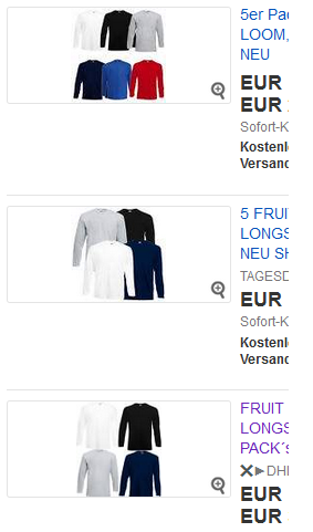 Fruit of the Loom 5 Langarmshirts sehr billig bei ebay