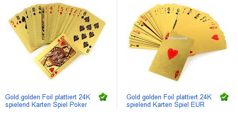 echt-goldenes Kartenspiel für Zocker - vergoldet, aber billig