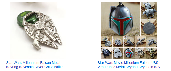 Schlüsselanhänger mit Star Wars Helden & Raumschiffen als Gadgets