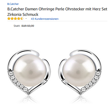 Herz-Ohrringe mit Perle von BCatcher