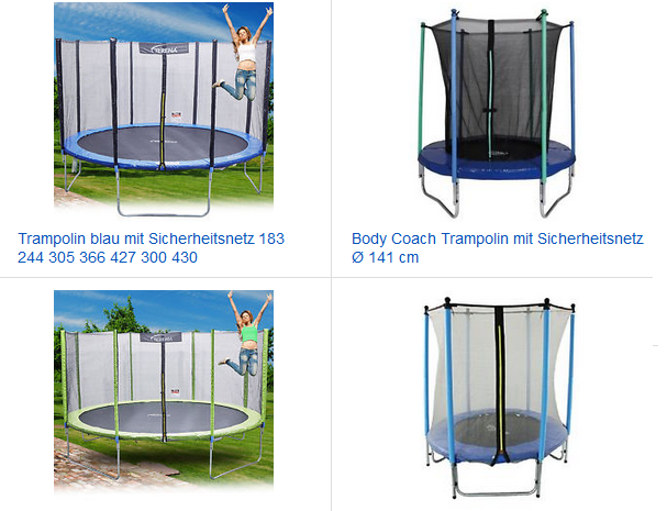 Trampolin mit Sicherheitsnetz bei ebay