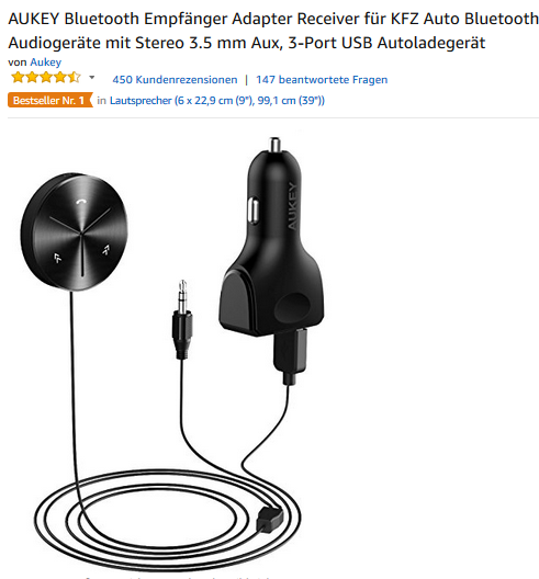 AUKEY Bluetooth Empfänger für Auto