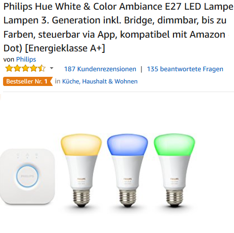 Philips Hue White & Color Ambiance E27 Starter Set