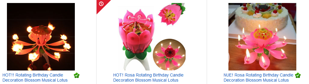 rotierende Geburtstagskerze, ebay.de Screenshot