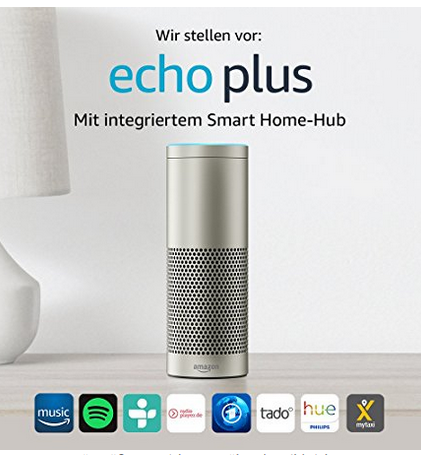 Echo Plus mit integriertem Smart Home-Hub und Philips Hue Lampe