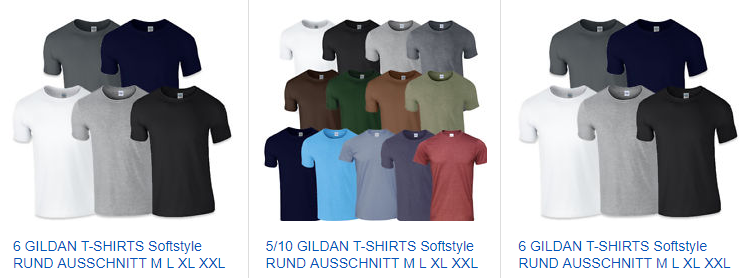 6 GILDAN T-SHIRTS Softstyle