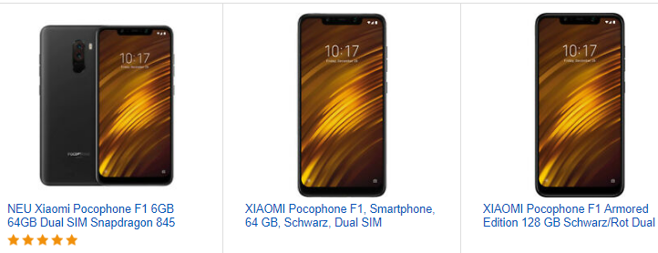 ebay.de Screenshot zu Xiaomi Pocophone