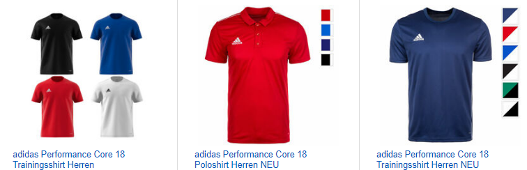 ebay.de-Screenshot zu adidas Performance Core 18