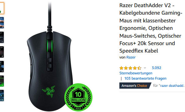 Amazon-Screenshot: Razer DeathAdder V2